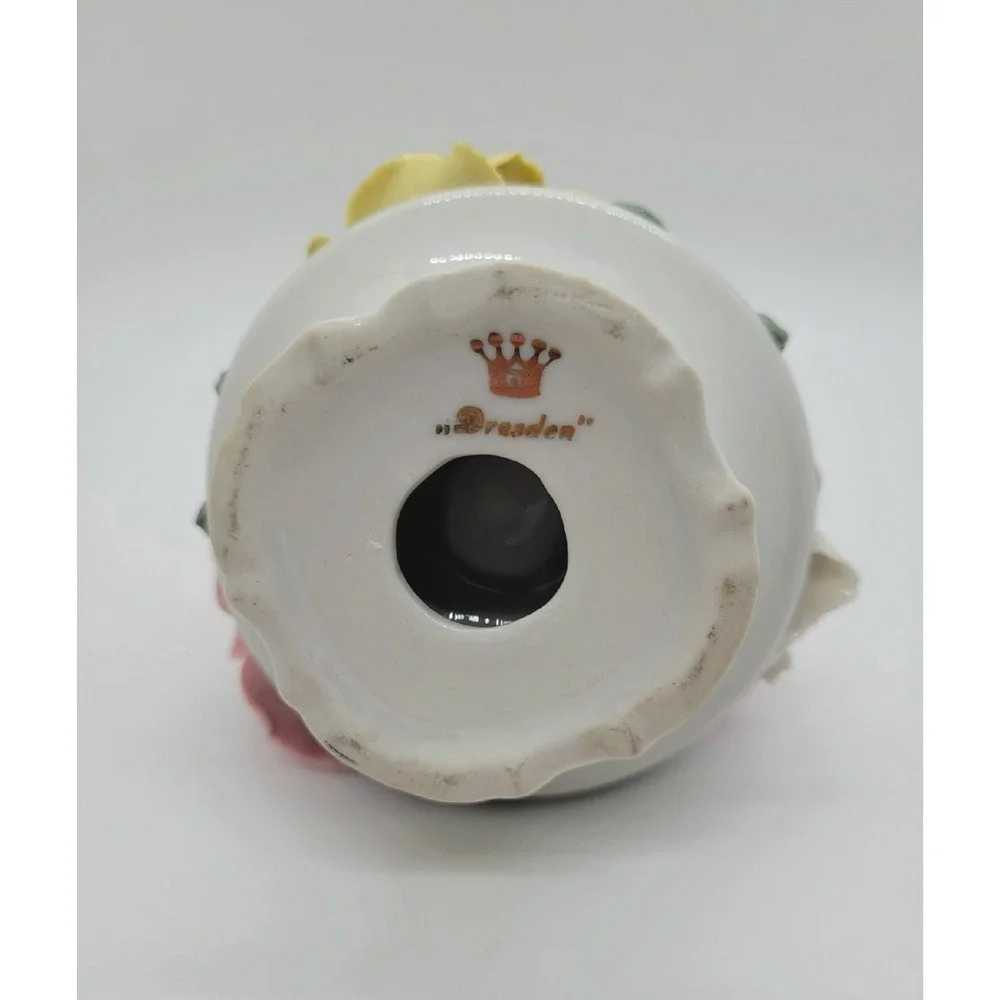 Dresden Porcelain Pink And Yellow‎ 3D Roses Compodimate